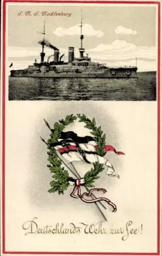 Ak Deutsches Kriegsschiff, SMS Mecklenburg, Kaiserliche Marine