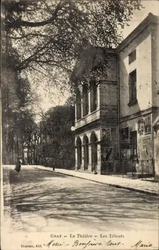 Ak Gris Haute Saône, Le Théâtre, les Tilleuls