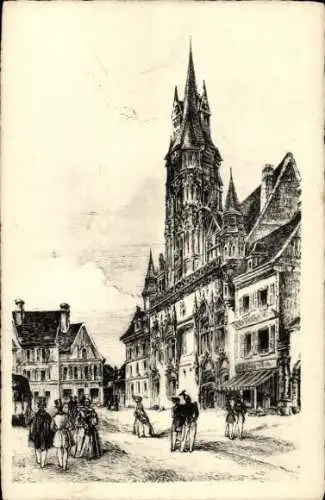 Künstler Ak Compiègne Oise, Rathaus