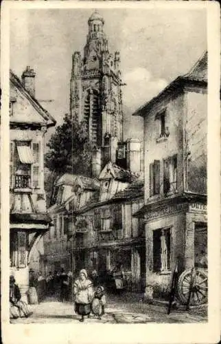 Künstler Ak Compiègne Oise, Kirchturm