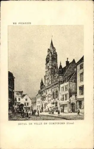 Künstler Ak Compiègne Oise, Rathaus