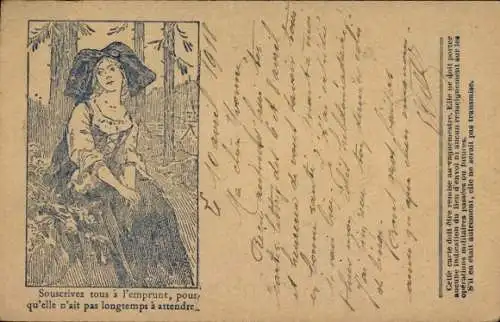 Ak Frau in Elsässer Tracht, Propaganda Frankreich