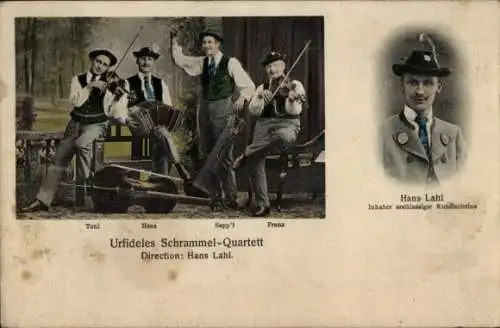 Ak Urfideles Schrammel-Quartett, Dir. Hans Lahl, Trachten, Musikinstrumente