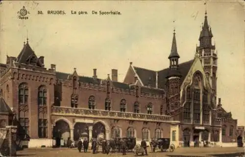 Ak Bruges Brügge Flandern Westflandern, La Gare, Spoorhalle, Bahnhof