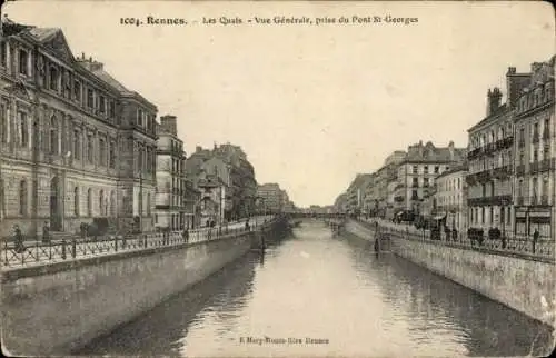 Ak Rennes Ille et Vilaine, Les Quals, Vue Generale, prise du Pont St-Georges