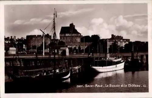 Ak Saint Malo Ille et Vilaine Bretagne, Hafen, Schloss