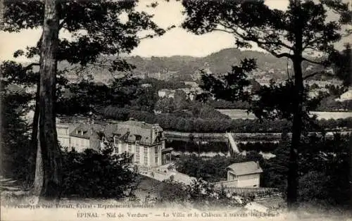 Ak Épinal Lothringen Vosges, Nid de Verdure, Gesamtansicht, Schloss