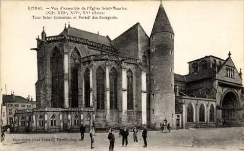 Ak Épinal Lothringen Vosges, Vue d'ensemble de l'Eglise Saint-Maurice