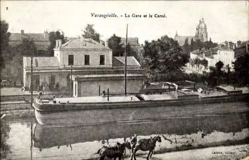 Ak Varangeville Meurthe et Moselle, Gare, Canal