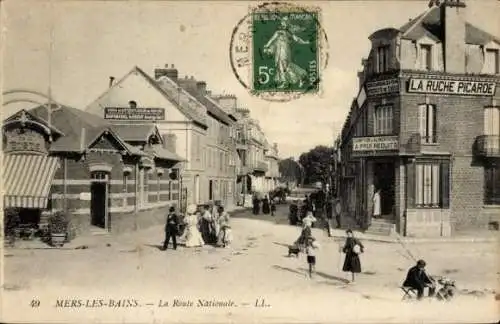 Ak Mers les Bains Somme, La Route Nationale, La Ruche Picardie