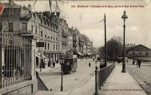 Ak Belfort Beffert Beffort Territoire de Belfort, L'Avenue de la Gare, vue de la Rie de Pont Neuf