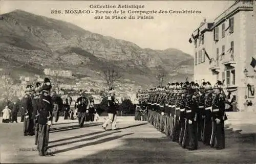 Ak Monaco, Revue de la Compagnie des Carabiniers, Place du Palais