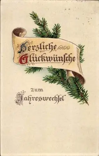 Präge Ak Glückwunsch Neujahr, Tannenzweige