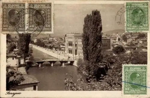 Ak Sarajevo Bosnien Herzegowina, Panorama, Brücke