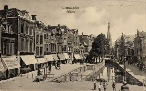 Ak Leeuwarden Friesland Niederlande, Kelders, Wasserpartie, Geschäfte