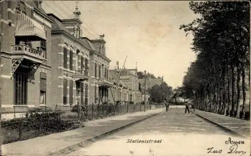 Ak Assen Drenthe Niederlande, Stationsstraat