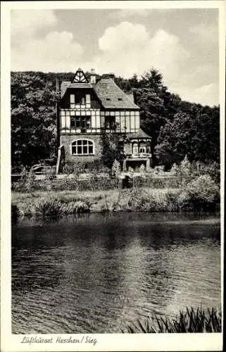 Ak Herchen Windeck an der Sieg, Hotel Löwenburg, Blick über das Wasser