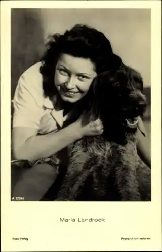 Ak Schauspielerin Maria Landrock, Portrait mit Hund