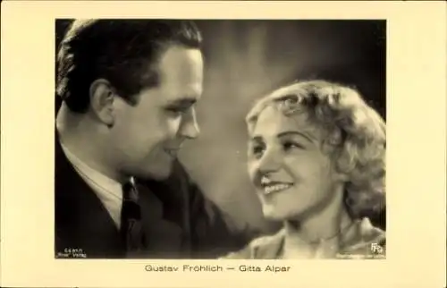 Ak Schauspieler Gustav Fröhlich und Gitta Alpar, Portrait