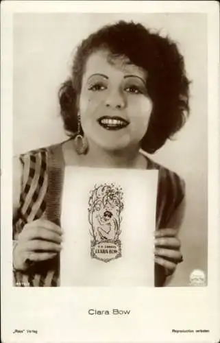 Ak Schauspielerin Clara Bow, Portrait, Zeichnung