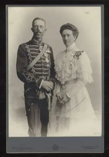 Cabinet Foto Gustav V. König von Schweden mit Gemahlin Viktoria geb. von Baden