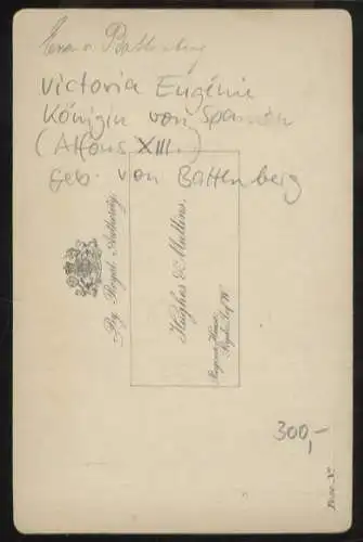 Cabinet Foto Victoria Eugénie Königin von Spanien, geb. von Battenberg