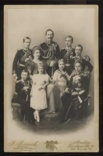 Cabinet Foto Kaiser Wilhelm II. von Preußen u. Auguste Viktoria mit ihren Kindern