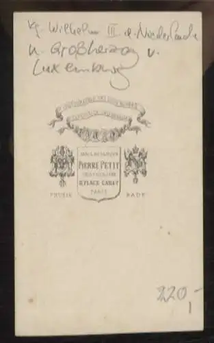 CdV Portrait Wilhelm II. König der Niederlande und Großherzog von Luxemburg