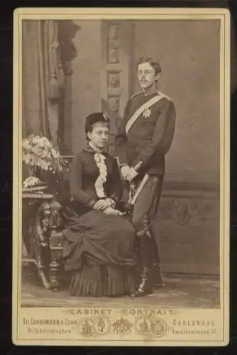 Cabinet Foto König Gustav V. von Schweden mit seiner späteren Frau Victoria geb. von Baden