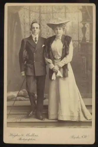 Cabinet Foto König Alfons XIII. von Spanien mit Gemahlin Viktoria Eugénie, geb. v. Battenberg