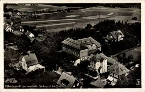 Ak Hohegeiß Braunlage im Oberharz, Eisenbahn-Erholungsheim, Luftbild