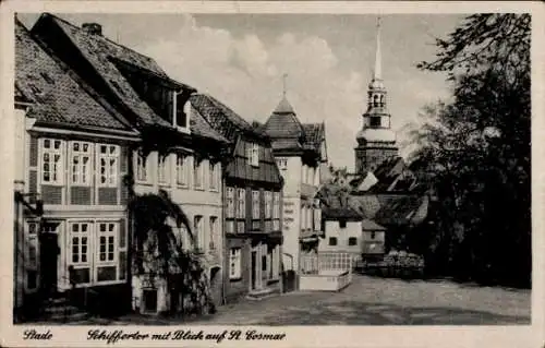 Ak Stade in Niedersachsen, Schiffertor mit Blick auf St. Cosmae