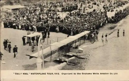 Ak Daily Mail Wasserflugzeug-Tour 1912, Grahame White Aviation