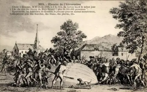 Künstler Ak Gonesse, Ballon. Absturz, Verkehrskatastrophe