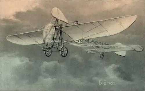 Ak Flugzeug Bleriot, Pilot, Flugpionier, Eindecker