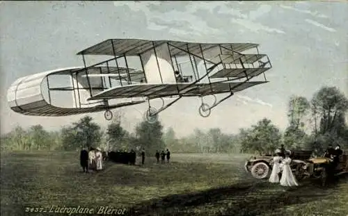 Ak Das Blériot-Flugzeug, Doppeldecker, Luftfahrt