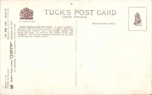 Künstler Ak Pusher Doppeldecker mit zwei Schwimmern