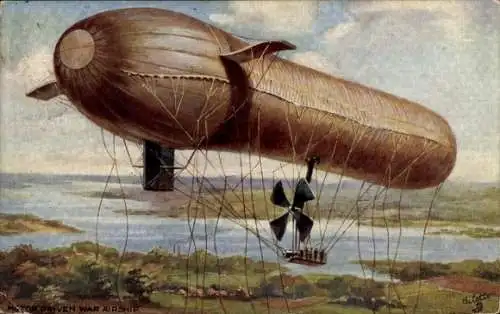 Künstler Ak Britisches Luftschiff, Zeppelin