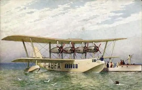 Künstler Ak Howard, CT, Imperial Airways, Scipio, Flying Boat, G ABFA