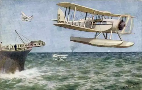 Künstler Ak Howard, CT, Wasserflugzeug, Flugzeug, Seaplane