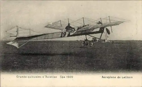 Ak Great Aviation Fortnight Spa 1909, Latham-Flugzeug