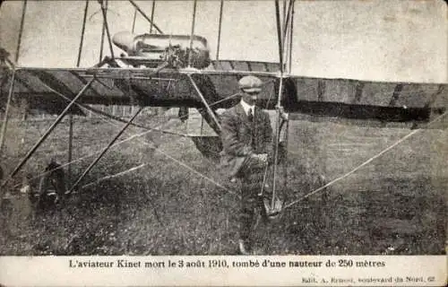 Ak-Flieger Kinet starb 1910 bei einem Sturz aus einem 250-Meter-Schwimmer