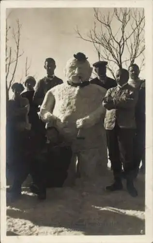 Ak Feldberg im Schwarzwald, Schneemann, Gruppenbild 1914, Wein, Gitarre