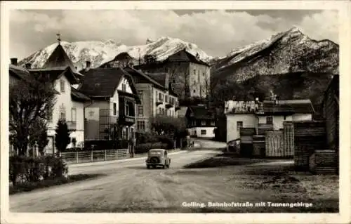 Ak Golling an der Salzach in Salzburg, Bahnhofstraße, Tannengebirge