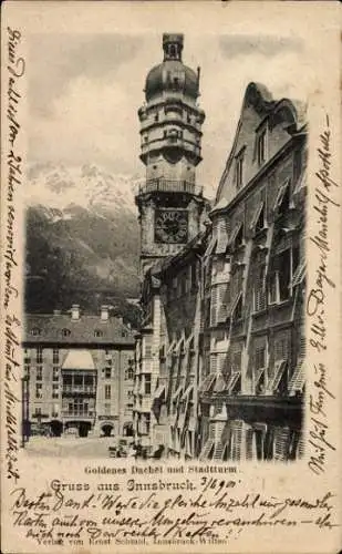 Ak Innsbruck in Tirol, Goldenes Dachl, Stadtturm