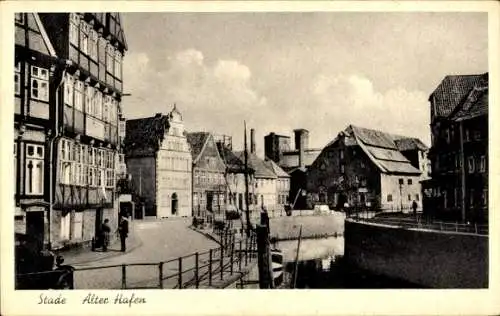 Ak Stade in Niedersachsen, Alter Hafen