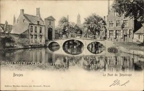 Ak Bruges Brügge Flandern Westflandern, Le Pont du Beguinage