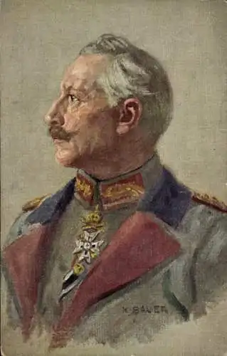 Künstler Ak Bauer, K., Kaiser Wilhelm II., Porträt in Uniform