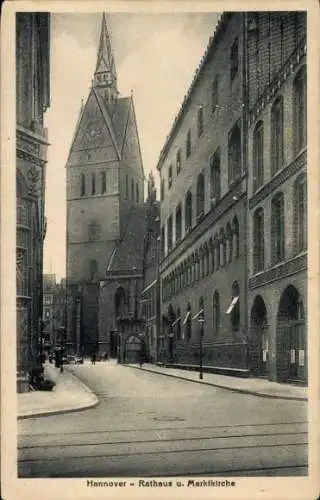 Ak Hannover in Niedersachsen, Rathaus, Marktkirche