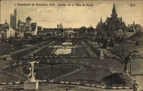 Ak Brüssel Brüssel, Brüsseler Ausstellung 1910, Gärten der Stadt Paris